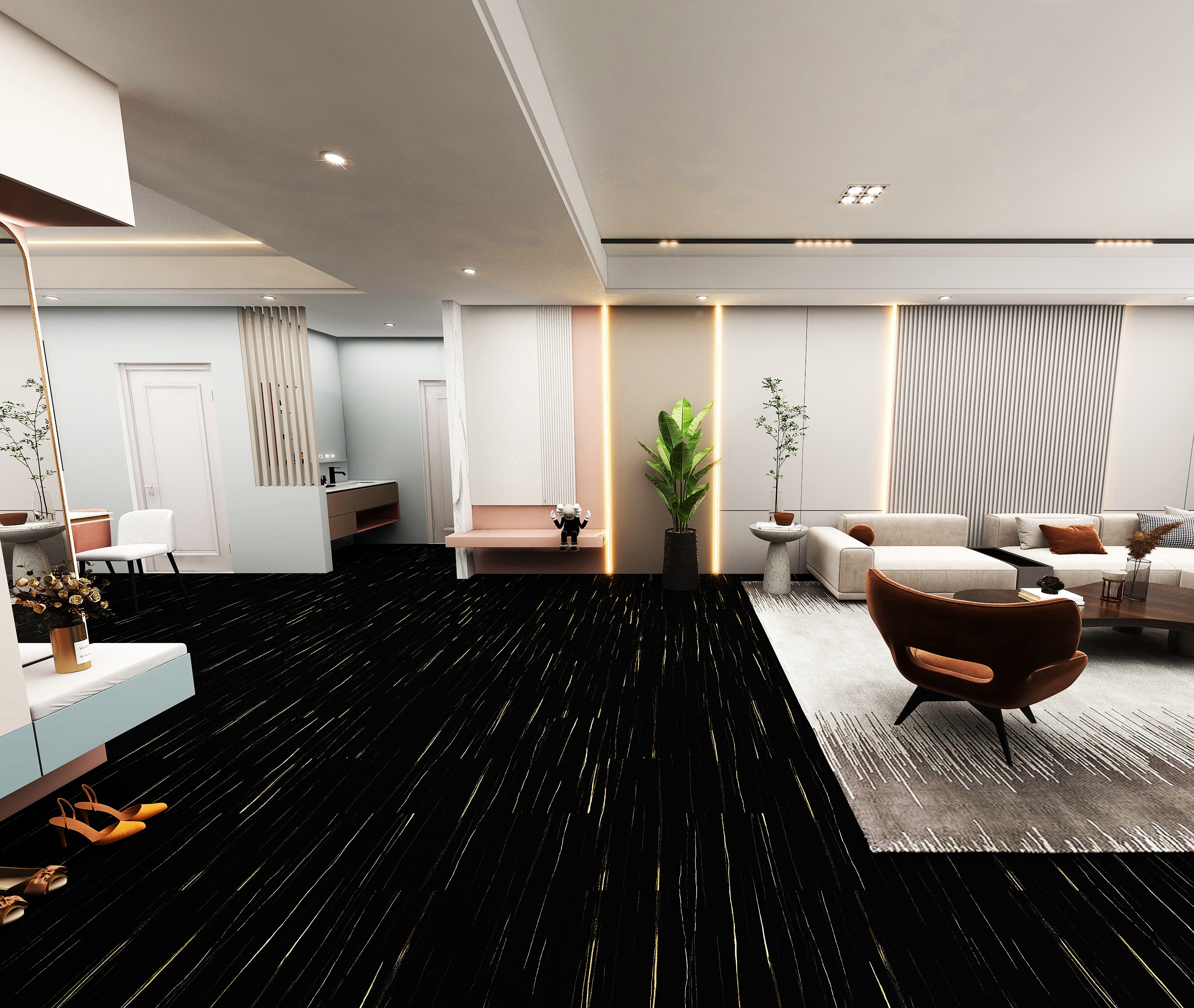 NERO MARQUINA - Stone Look SPC Flooring - 48 x 7 inch (1220 x 181 mm) - 5 mm | 10 Years Warranty | Unilin Click N Lock Technology